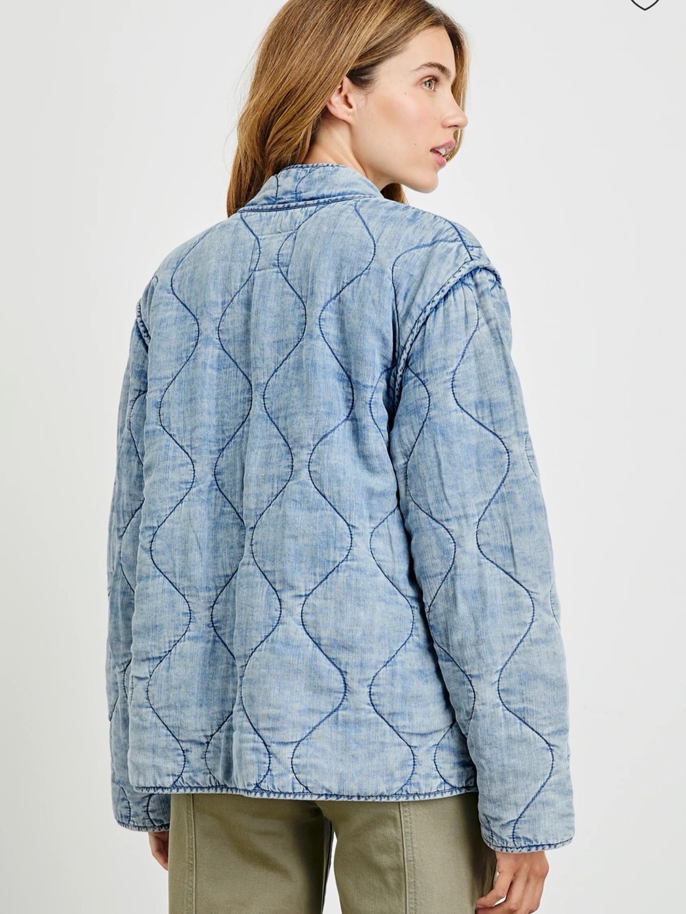 Rails Light Wash Quilted Denim Denver Jacket in Blue - Picture 3 of 8